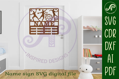 Handball male medal holder Name svg laser cut SVG APInspireddesigns 