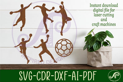 Handball male Silhouette laser cut shapes SVG APInspireddesigns 