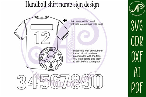 Handball shirt name sign svg laser cut file SVG APInspireddesigns 