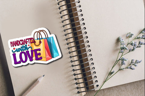Handcrafted with love Sticker Design Sublimation Regulrcrative 