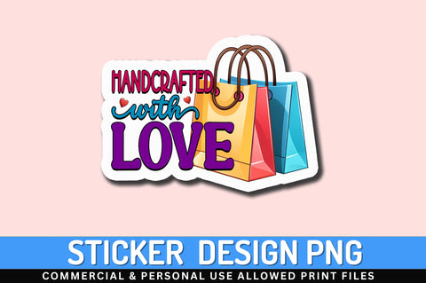 Handcrafted with love Sticker Design Sublimation Regulrcrative 