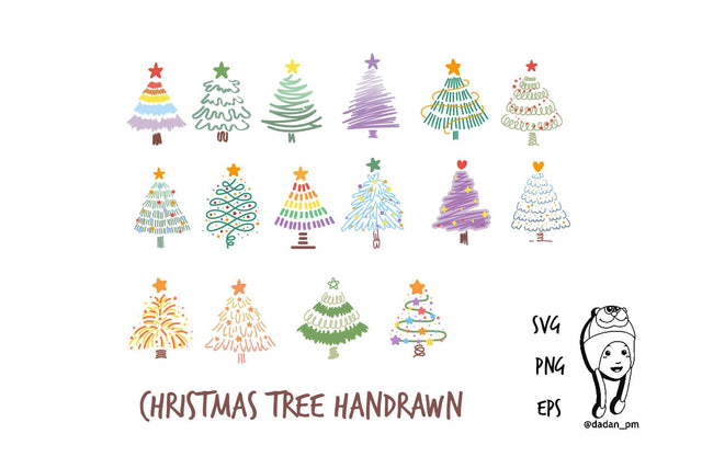 Handdrawn Christmas Tree Clipart SVG dadan_pm 
