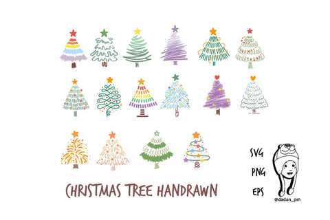 Handdrawn Christmas Tree Clipart SVG dadan_pm 