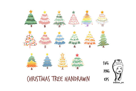 Handdrawn Christmas Tree Clipart SVG dadan_pm 
