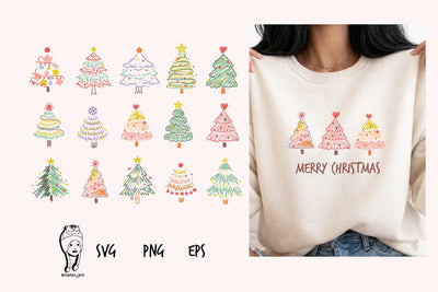 Handdrawn christmas tree colorful SVG dadan_pm 