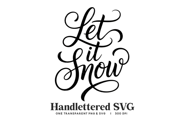 Handlettered "Let It Snow" SVG & PNG - Elegant Calligraphy SVG BijouBay 
