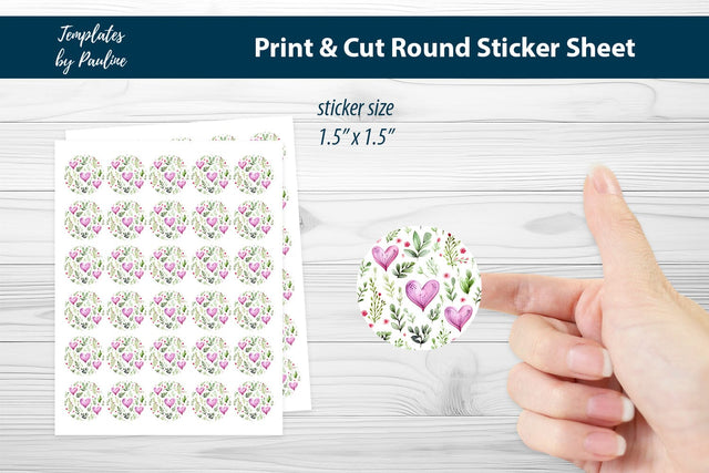 Handmade Heart Round Sticker Sheet SVG Templates by Pauline 