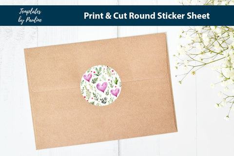 Handmade Heart Round Sticker Sheet SVG Templates by Pauline 