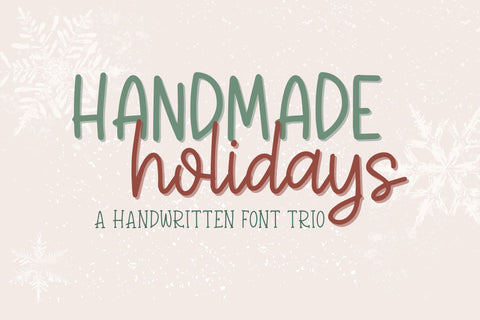 Handmade Holidays Font Trio, Cute Holiday Handwritten Fonts for Cricut Font Designing Digitals 