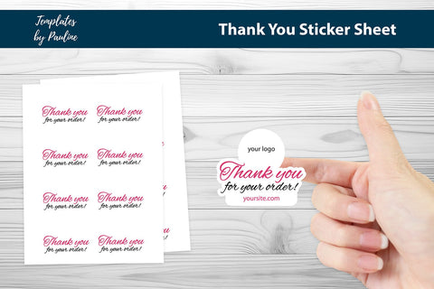 Handmade thank you stickers sheet, print and cut SVG SVG Templates by Pauline 