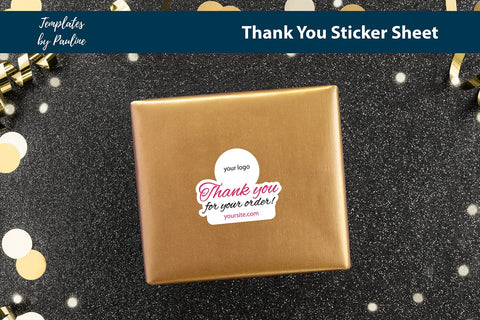 Handmade thank you stickers sheet, print and cut SVG SVG Templates by Pauline 