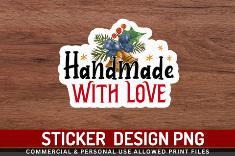 Handmade with love Stickers Design Sublimation Regulrcrative 