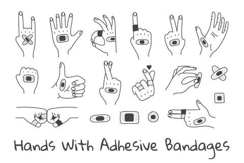 Hands With Adhesive Bandages PNG Clipart Sublimation Rin Green 