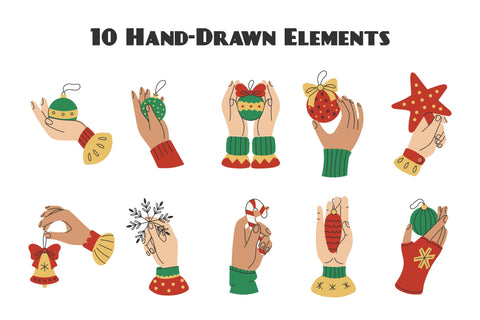 Hands With Christmas Ornaments PNG Clipart Sublimation Rin Green 