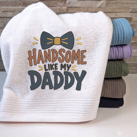 Handsome Like My Daddy Embroidery Design – Cute Boys Bow Tie Father Son Machine Embroidery File Embroidery/Applique DESIGNS PatternFeed8 