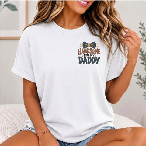 Handsome Like My Daddy Embroidery Design – Cute Boys Bow Tie Father Son Machine Embroidery File Embroidery/Applique DESIGNS PatternFeed8 
