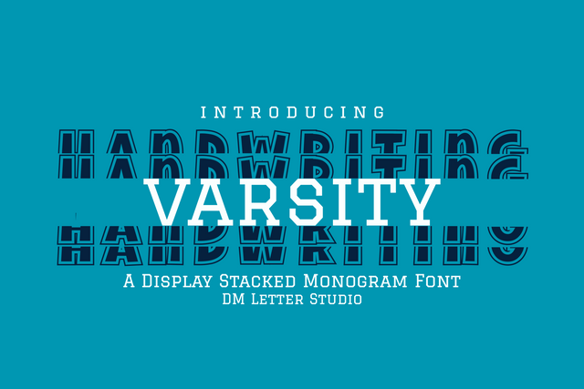 Handwriting Varsity Stacked Monogram Font Dm Letter Studio 