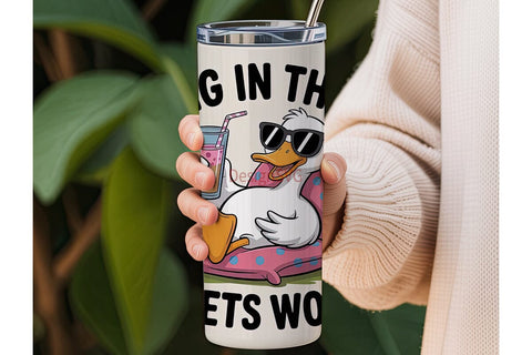 Hang In There Duck 20oz Tumbler Wrap Sublimation DesignSVG 