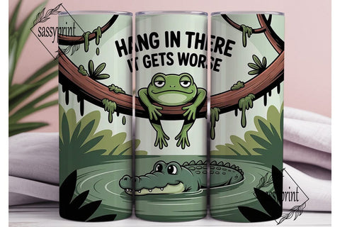 Hang In There Frog 20oz Tumbler Wrap Sublimation sassyprint 