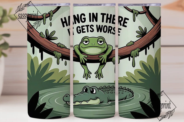 Hang In There Frog 20oz Tumbler Wrap Sublimation sassyprint 