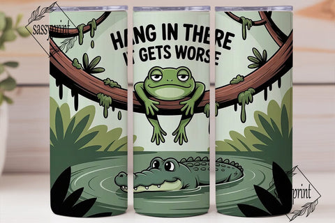 Hang In There Frog 20oz Tumbler Wrap Sublimation sassyprint 