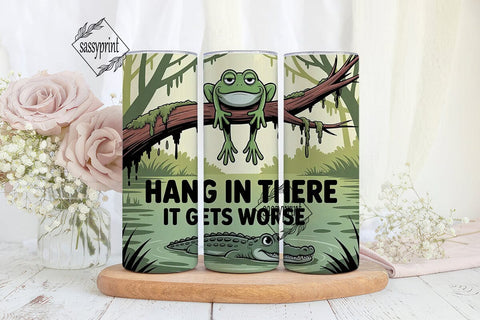 Hang In There Frog 20oz Tumbler Wrap Sublimation sassyprint 