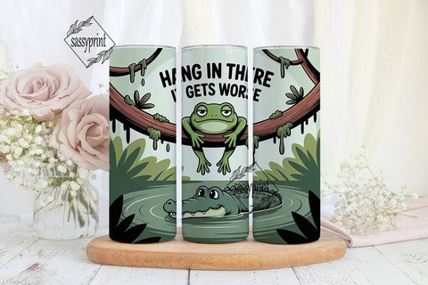 Hang In There Frog 20oz Tumbler Wrap Sublimation sassyprint 