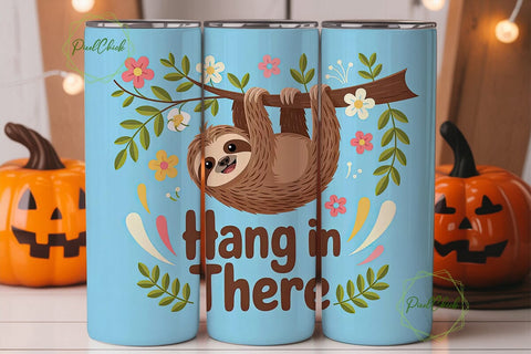 Hang In There Sloth 20oz Tumbler Wrap Sublimation PixelChick 