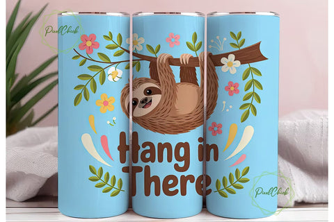 Hang In There Sloth 20oz Tumbler Wrap Sublimation PixelChick 
