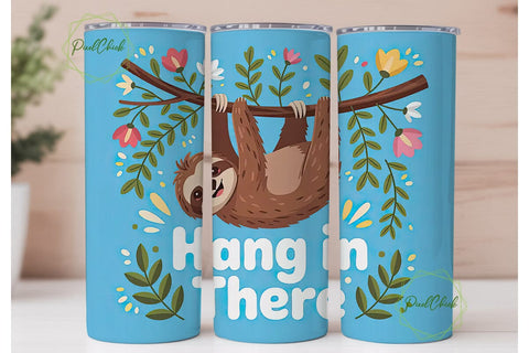 Hang In There Sloth 20oz Tumbler Wrap Sublimation PixelChick 