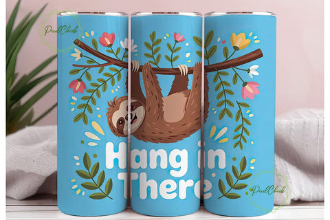 Hang In There Sloth 20oz Tumbler Wrap Sublimation PixelChick 