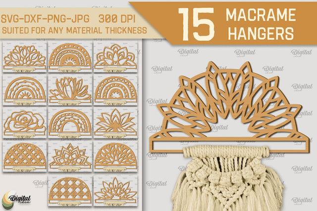 Hanger Macrame Laser Cut Bundle. Wood Frames Weaving Macrame SVG SVG Evgenyia Guschina 