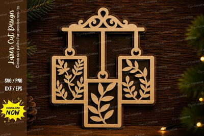 Hanging Botanical Frame Laser Cut Svg Design SVG Regulrcrative 