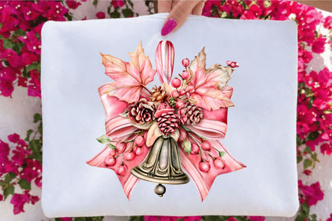 Hanging Christmas Bow Ornament Clipart Sublimation SVGArt 