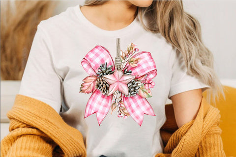 Hanging Christmas Bow Ornament Clipart Sublimation SVGArt 