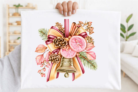 Hanging Christmas Bow Ornament Clipart Sublimation SVGArt 