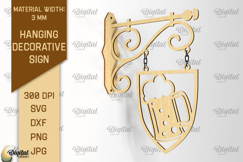 Hanging Decorative Sign SVG Bundle. Signboard Laser Cut SVG Evgenyia Guschina 
