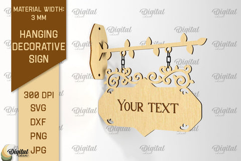 Hanging Decorative Sign SVG Bundle. Signboard Laser Cut SVG Evgenyia Guschina 
