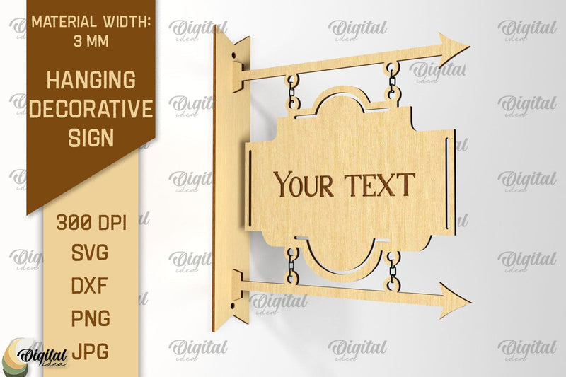 Hanging Decorative Sign SVG. Signboard Laser Cut - So Fontsy