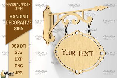 Hanging Decorative Sign SVG. Signboard Laser Cut SVG Evgenyia Guschina 