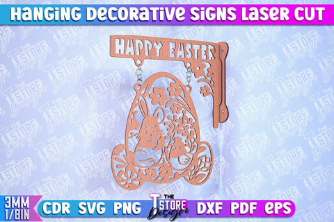Hanging Decorative Signs | Laser Cut Design | CNC File SVG The T Store Design 