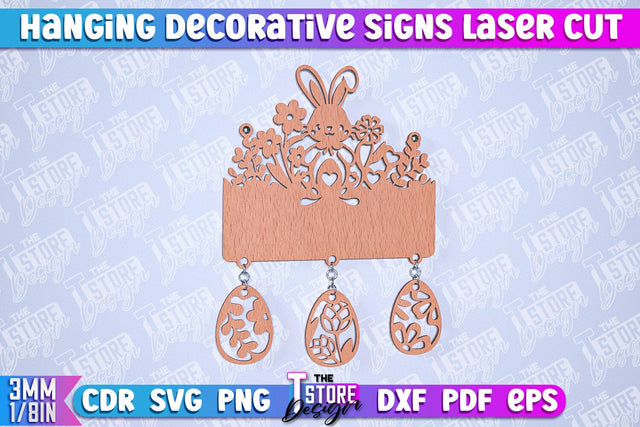 Hanging Decorative Signs | Laser Cut Design | CNC File SVG The T Store Design 