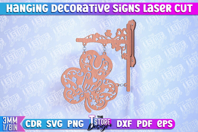 Hanging Decorative Signs | Laser Cut Design | CNC File SVG The T Store Design 