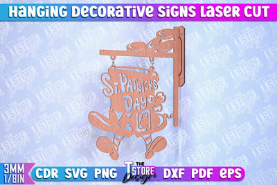 Hanging Decorative Signs | Laser Cut Design | CNC File SVG The T Store Design 