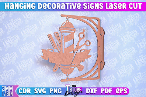 Hanging Decorative Signs | Laser Cut Design | CNC File SVG The T Store Design 