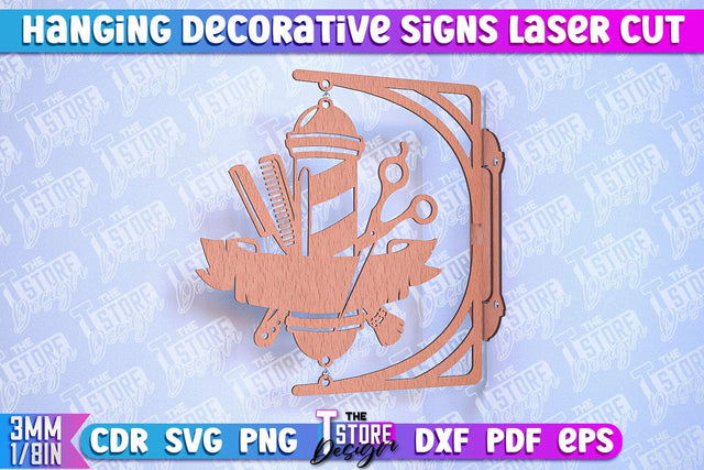 Hanging Decorative Signs | Laser Cut Design | CNC File SVG The T Store Design 
