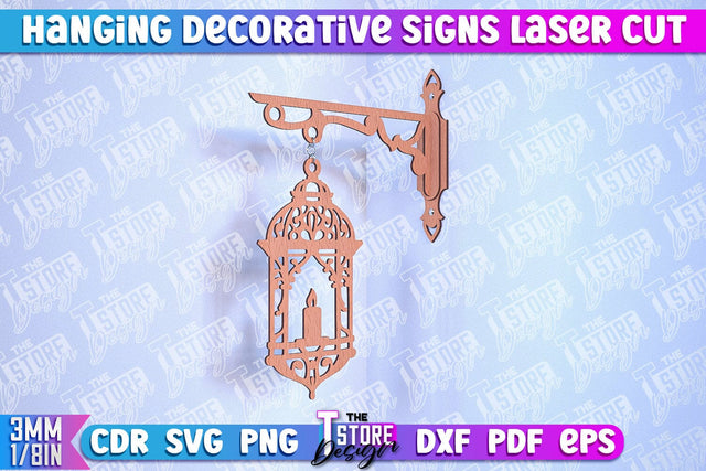 Hanging Decorative Signs | Laser Cut Design | CNC File SVG The T Store Design 
