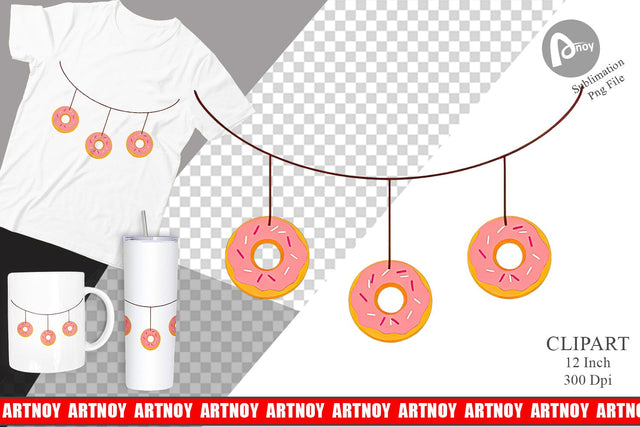 Hanging Donut Clipart Sublimation artnoy 