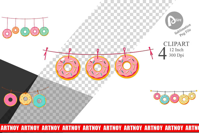 Hanging Donut Clipart Sublimation artnoy 