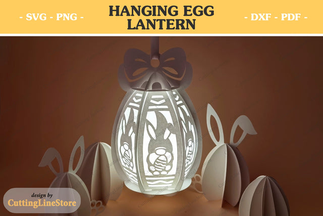 Hanging egg lantern | Easter lantern svg | Paper lantern template SVG CuttingLineStore 